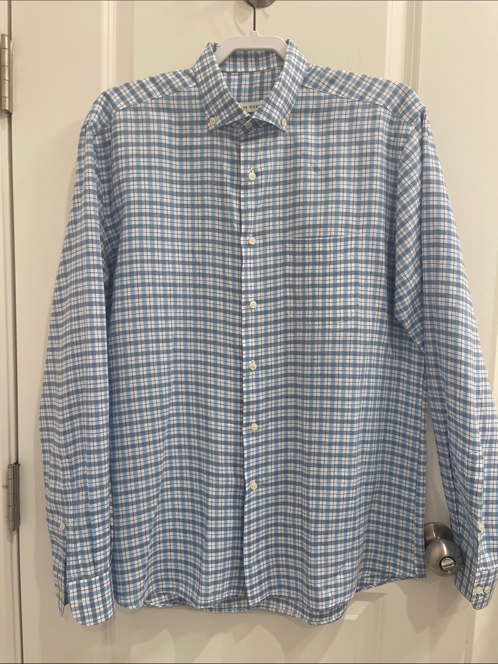 Miller Westby Men's Blue Plaid Button-Down Dress Shirt